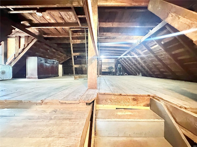 view of unfinished attic