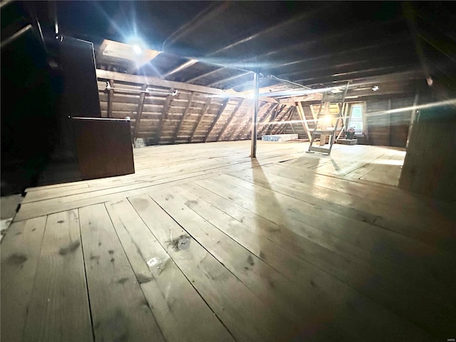 basement featuring wood-type flooring