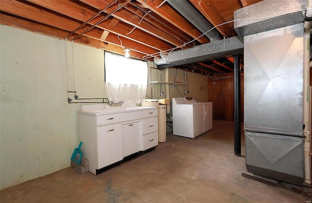 basement with independent washer and dryer