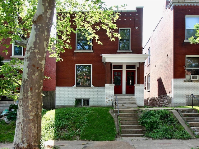 view of front facade featuring cooling unit