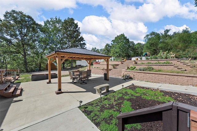 view of patio featuring a gazebo