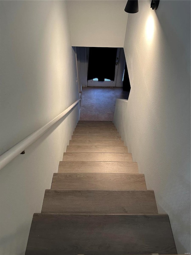 stairway with carpet flooring
