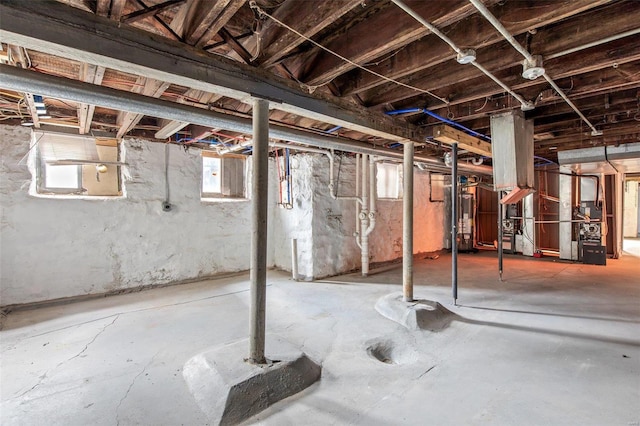 basement featuring water heater