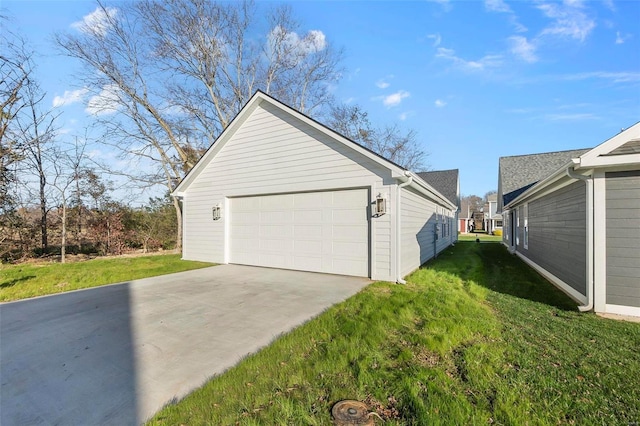 garage with a lawn