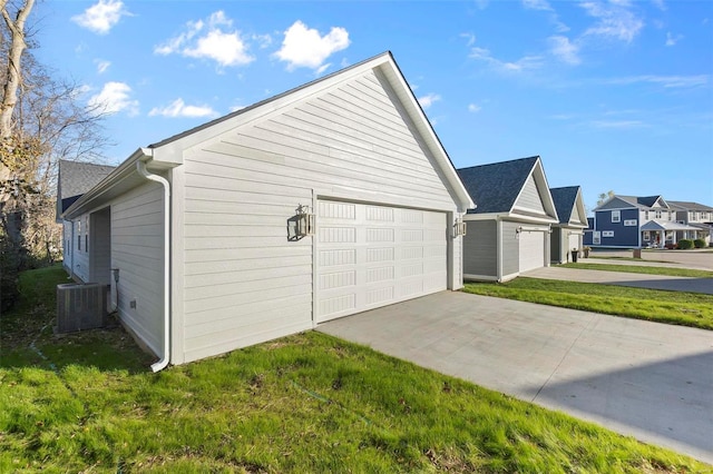 view of home's exterior featuring a lawn and cooling unit