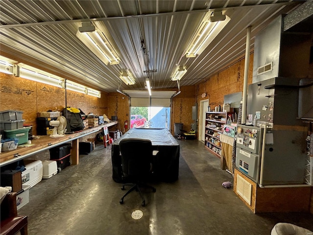 garage featuring a workshop area