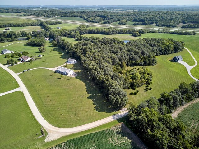 bird's eye view featuring a rural view