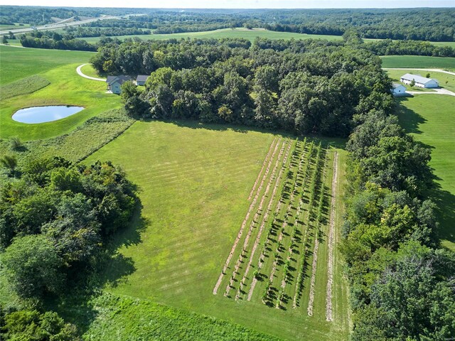 drone / aerial view with a rural view