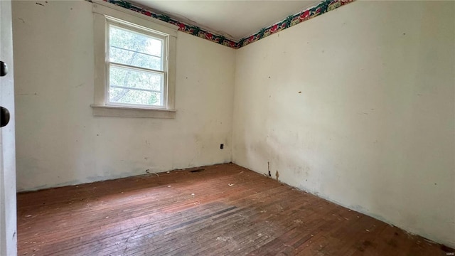 spare room with wood-type flooring