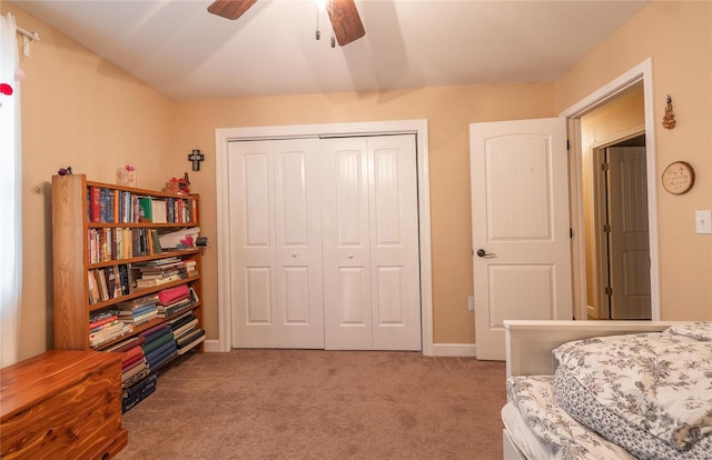 interior space featuring a closet and ceiling fan