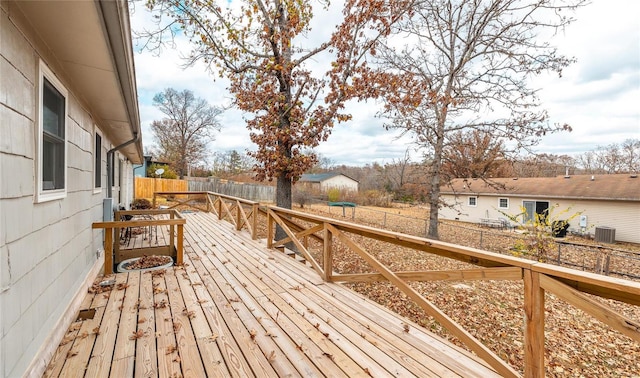 deck featuring central air condition unit