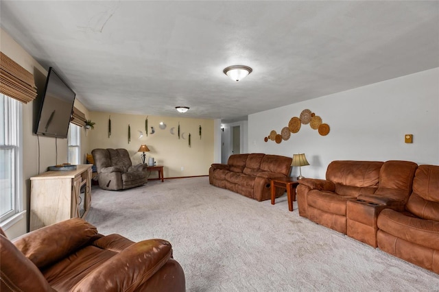 carpeted living room with plenty of natural light