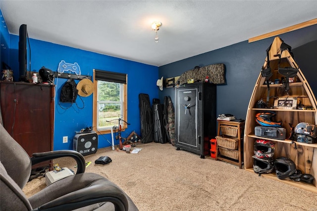 rec room with carpet flooring