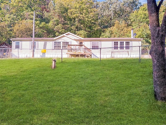 view of yard featuring a wooden deck