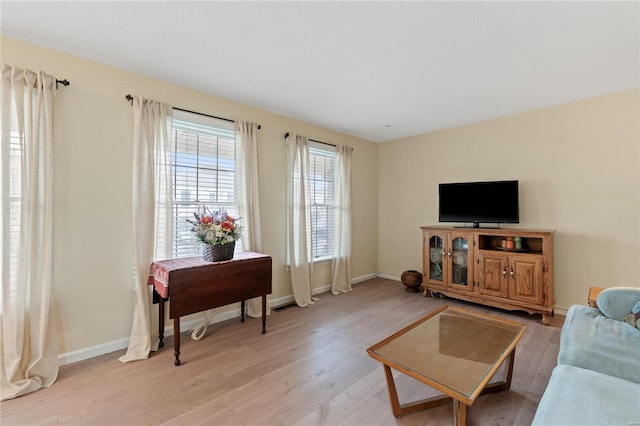 living room with light wood-type flooring