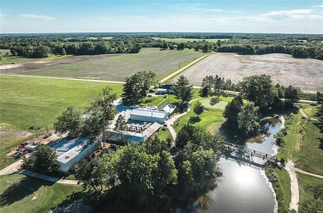 aerial view with a water view and a rural view