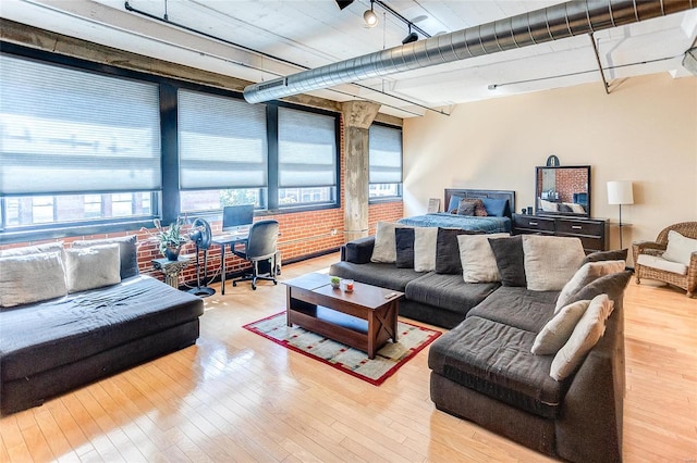 living room with hardwood / wood-style floors