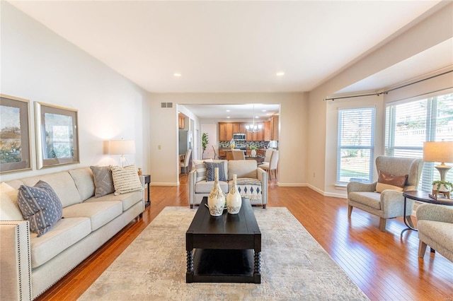 living room featuring light hardwood / wood-style flooring