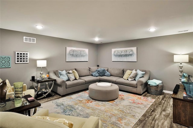 living room featuring hardwood / wood-style flooring