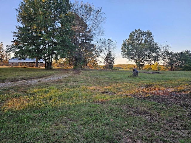 yard at dusk with a rural view