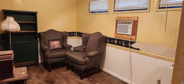 living area featuring dark hardwood / wood-style flooring