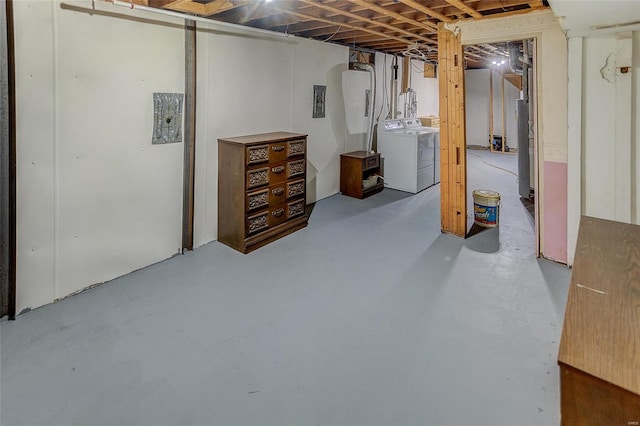 basement with washer and dryer