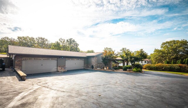 exterior space with a garage