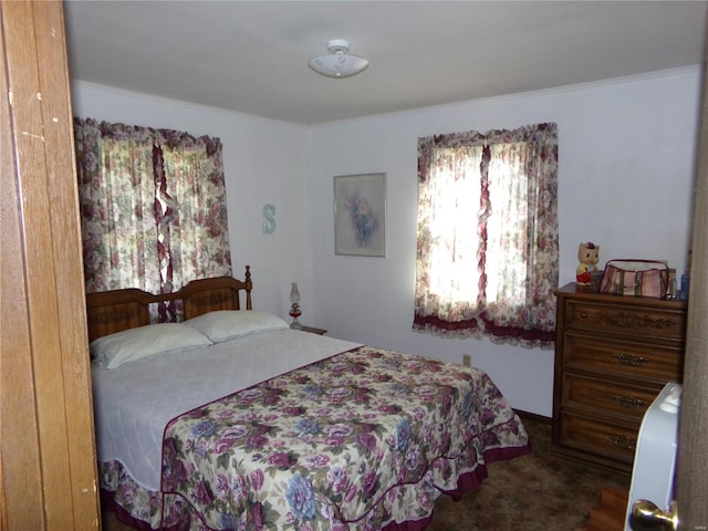 bedroom featuring multiple windows and carpet flooring