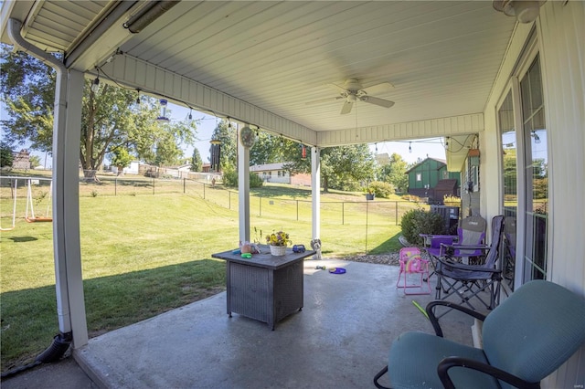 view of patio / terrace with ceiling fan