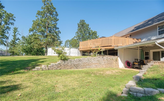 view of yard featuring a deck