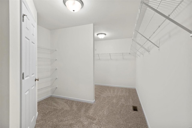 walk in closet featuring carpet flooring and visible vents