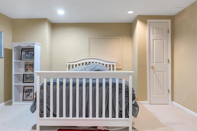 bedroom featuring carpet