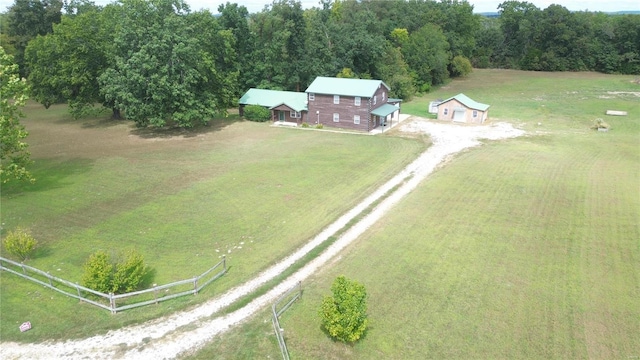 drone / aerial view with a rural view