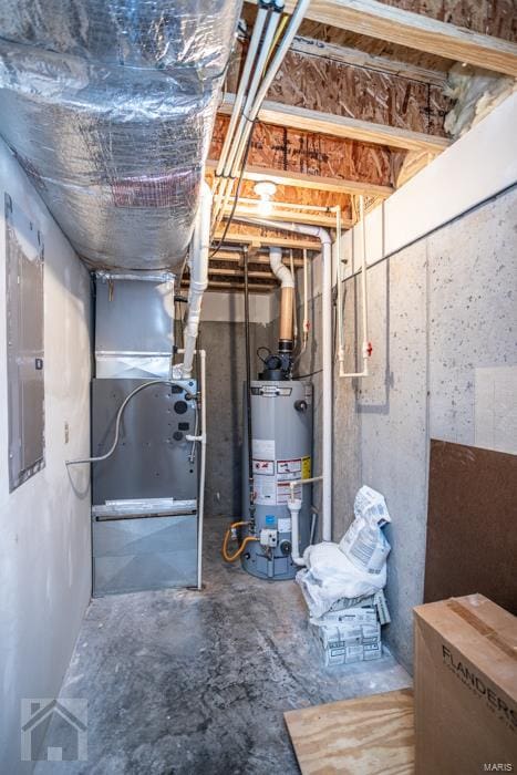 basement with water heater