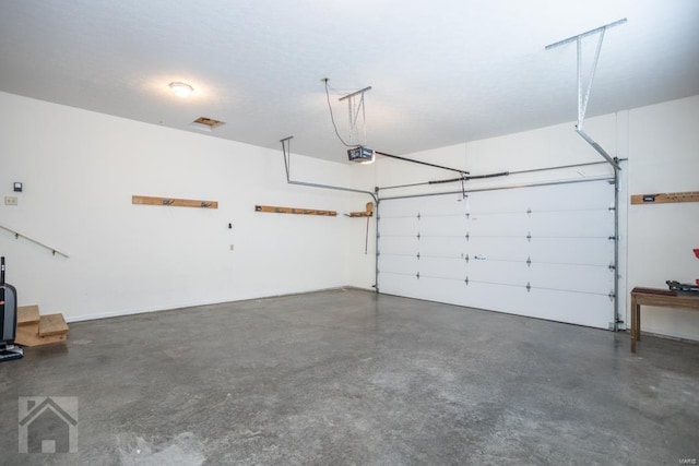 garage with a garage door opener