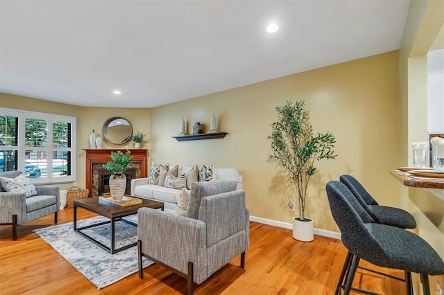 living room featuring light hardwood / wood-style floors