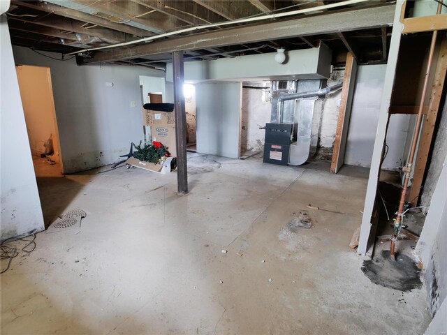 basement with heating unit