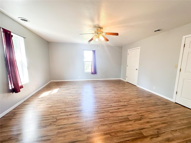 interior space featuring ceiling fan and hardwood / wood-style flooring