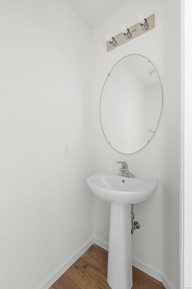 bathroom featuring wood-type flooring