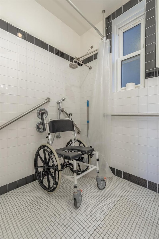 interior details with tile patterned flooring