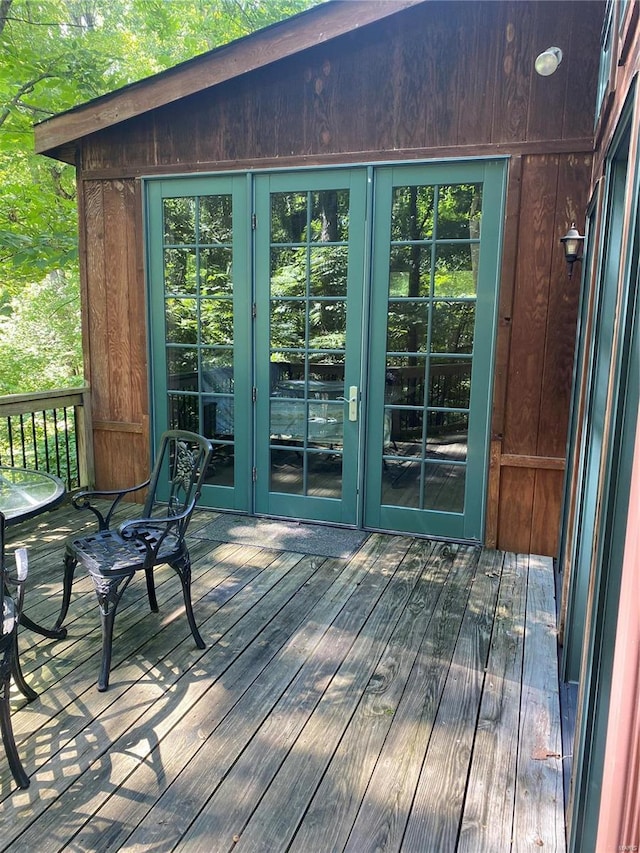 wooden deck with french doors