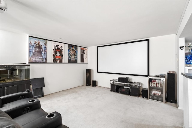 view of carpeted home theater room