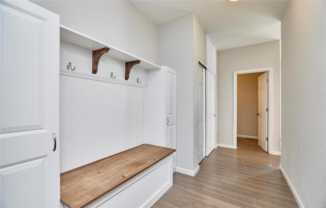 mudroom with light wood-type flooring