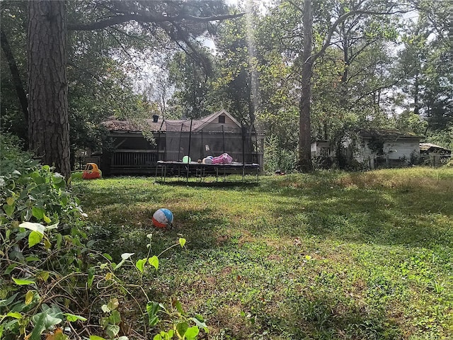 view of yard featuring a trampoline