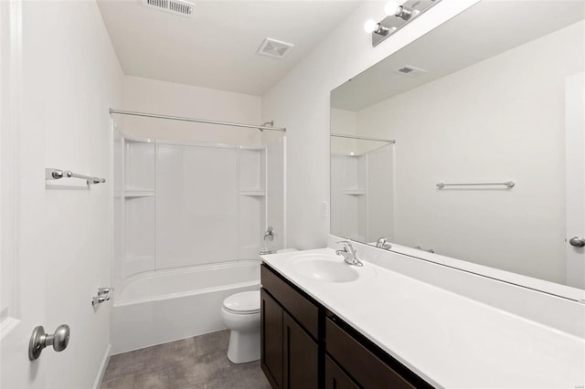 full bathroom featuring vanity, toilet, and shower / bath combination