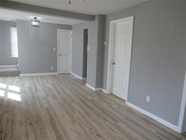 empty room featuring light wood-type flooring