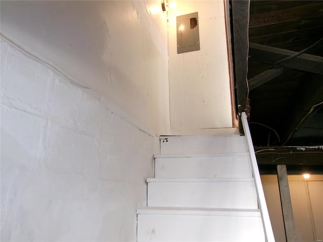 staircase with electric panel