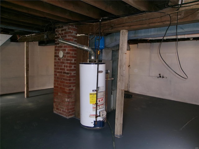 basement with water heater