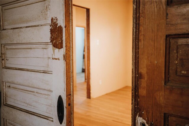 hallway with hardwood / wood-style floors