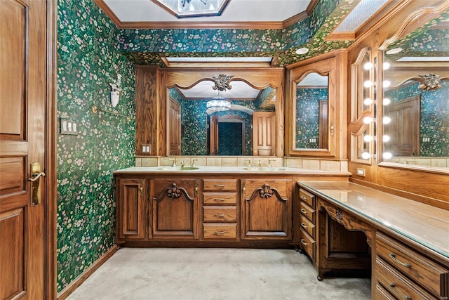 bathroom featuring vanity and crown molding